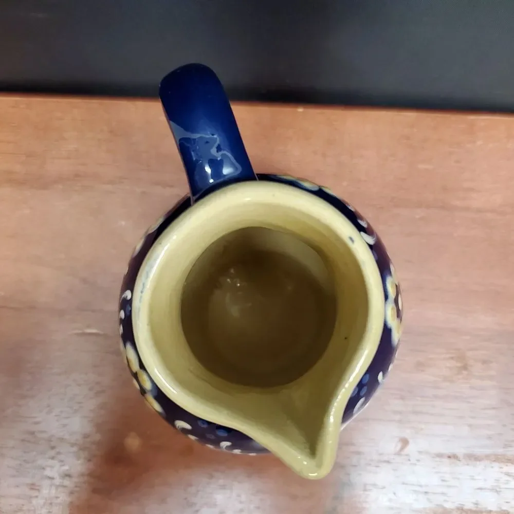 Vintage 1950-1960's Poland-Bunzlauer Style Ceramic Small Milk Cream Pitcher